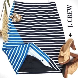 New J.Crew Blue White Stripe Skirt Sz 4